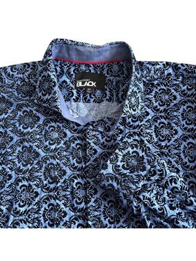 Westport Black Men's 3XT Long Sleeve Button-Down Shirt Floral Velvet-Like Print